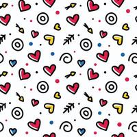 a pattern with hearts and arrows on it white background vector