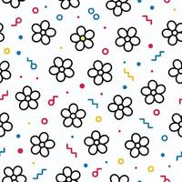 a pattern with flowers and geometric shapes white background vector