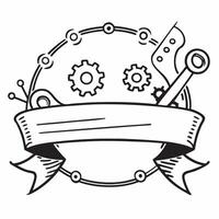 Gear and Tool Border with Honoring Labor Day Wording concept as A unique border frame featuring gears and tools symbolizing the intricate machinery and teamwork behind labor The w Clean vector