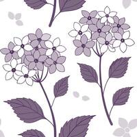 Garden inspired seamless tile pattern with hydrangea flowers soft purple tones and subtle floral charm concept as Hydrangea flowers with soft purple hues and gentle petals create a Clean vector