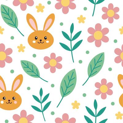 Fun spring nature seamless pattern with playful animal silhouettes and nature elements for whimsical spring designs concept as Whimsical spring nature pattern featuring animal silh Clean Set 2