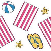Fun beach towel seamless tile pattern with colorful stripes and playful summer designs concept as Bold striped beach towels in bright colors create a seamless tile pattern perfect Clean vector