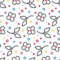 a pattern with flowers and leaves on a white background white background vector
