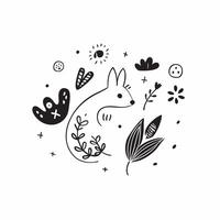 Fun spring nature seamless pattern with playful animal silhouettes and nature elements for whimsical spring designs concept as Whimsical spring nature pattern featuring animal silh Clean vector