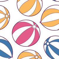 Fun beach balls seamless tile pattern with vibrant colors and playful summer vibes concept as Vibrant colorful beach balls form a fun and playful seamless tile pattern that screams Clean vector