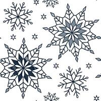 Frosty snowflake mosaic seamless tile pattern with intricate geometric designs and shimmering accents concept as Intricate geometric snowflakes with shimmering accents form a frost Clean vector