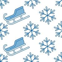 Frosty snowflake and sled seamless tile pattern with playful winter activities and cool tones concept as Playful sleds paired with frosty snowflakes create a seamless tile pattern Clean vector