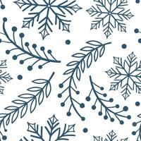 Frosty snowflake and snow covered branch seamless tile pattern with winter elegance concept as Snowflakes paired with snow covered branches create a seamless tile pattern exuding w Clean vector
