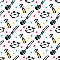 a pattern with kitchen utensils and spoons white background vector