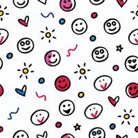 smiley faces and hearts on a white background white background vector
