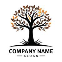 a logo for a company with a tree leaves white background vector