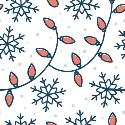 Frosty snowflake and holiday lights seamless tile pattern with sparkling winter accents concept as Sparkling holiday lights paired with frosty snowflakes create a seamless tile pat Clean Set 2