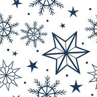 Frosty snowflake and holiday star seamless tile pattern with glowing winter accents concept as Glowing winter stars paired with snowflakes create a frosty seamless tile pattern wit Clean vector