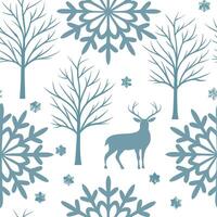 Frosty snowflake and deer silhouette seamless tile pattern with winter forest theme concept as Snowflakes paired with deer silhouettes create a frosty seamless tile pattern with a Clean vector