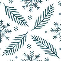 Frosty snowflake and evergreen seamless tile pattern with cool winter hues concept as Cool winter hues highlight frosty snowflakes and evergreen branches in a seamless tile pattern Clean vector