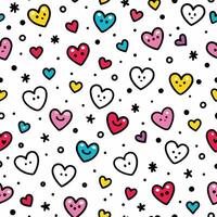 seamless pattern with hearts and stars white background vector