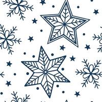 Frosty snowflake and Christmas star seamless tile pattern with sparkling holiday accents concept as Sparkling Christmas stars paired with frosty snowflakes create a seamless tile p Clean vector