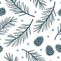 Frosty evergreen seamless tile pattern with snow dusted pine needles and branches concept as Snow dusted pine needles and branches create a frosty evergreen seamless tile pattern p Clean vector