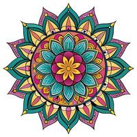 a colorful flower design in the center of a circle white background vector