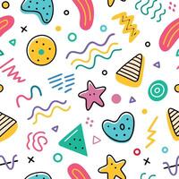 seamless pattern with colorful shapes shapes white background vector