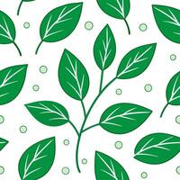 Fresh spring nature seamless pattern with crisp green leaves and dewdrops for a revitalizing spring aesthetic concept as Dew kissed leaves pattern with vibrant green hues and dewdr Clean Set 2 vector