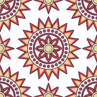 Folk art seamless pattern with tribal symbols and geometric shapes for a dynamic energetic cultural aesthetic concept as Dynamic folk art pattern with tribal symbols and geometric Clean vector