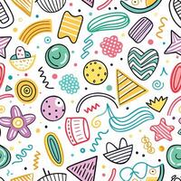 seamless pattern with colorful objects shapes white background vector