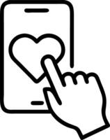 finger woman pushing heart icon screen mobile smartphone application online dating app valentines day concept concept as A woman taps a heart icon on a smartphone symbolizing onlin Clean Set 2 vector