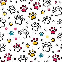 seamless pattern with paw prints and white background vector