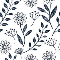 Floral vintage embroidery seamless tile pattern botanical elements isolated white background perfect for garden themes concept as Creating seamless tile pattern with floral vintage Clean Set 2 vector
