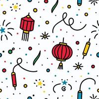 chinese new year seamless pattern illustration white background vector