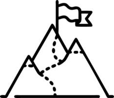 Flag on top of mountain formed by lines triangles and particles style design Illustration Mountain climbing route to peak Business journey path in progress to success vec Clean vector