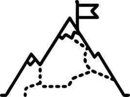 Flag atop mountain formed by lines triangles particles in illustration symbolizing mountain climbing route to peak business journey path to success concept as Flag atop moun Clean vector