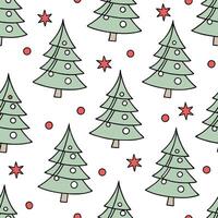 Festive Christmas tree seamless tile pattern with ornaments stars and snowy accents concept as Ornaments and stars adorn festive Christmas trees with snowy accents in a seamless ti Clean Set 2 vector