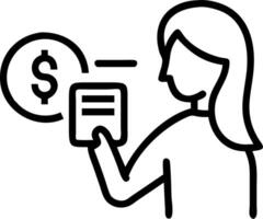 female hand using mobile smartphone dollar icon online transaction application concept concept as A woman uses her smartphone for online transactions highlighting financial app fun Clean vector