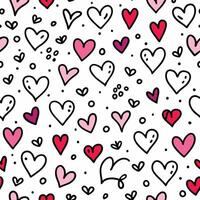 seamless pattern with hearts and dots white background vector