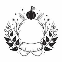 Fall Garland Border with Squash and Grateful Heart Wording concept as A beautifully illustrated border frame featuring a fall garland made of squash leaves and berries The words G Clean Set 2 vector