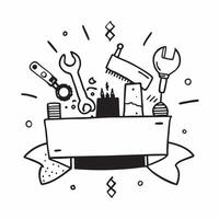 Factory and Tools Border with Labor Day Celebration Wording concept as A striking border frame featuring a factory and various tools symbolizing the industrial roots of Labor Day Clean Set 3 vector