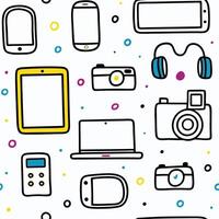 seamless pattern with electronic devices white background vector