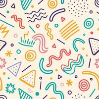 seamless pattern with colorful geometricand shapes white background vector
