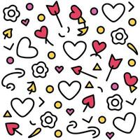 a heart and arrow pattern with different colors white background vector