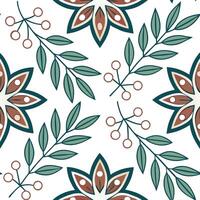 Ethnic patterns seamless design with natural elements like leaves and flowers for a boho chic free spirited look concept as Boho chic ethnic patterns with natural elements like lea Clean Set 2 vector