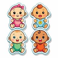 four baby stickers with different colors and sizes white background vector