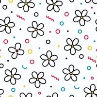 a pattern with flowers and circles white background vector