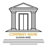 a company logo with a building and columns white background vector
