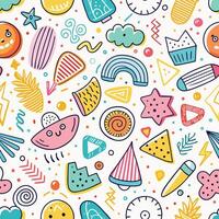 seamless pattern with objects and shapes white background vector