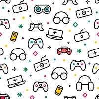 a seamless pattern game controllers and other ite white backgroundms vector
