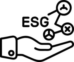 ESG icon held in hand representing environmental social governance in sustainable ethical business connected via network on green background concept as Hand holds ESG icon symboliz Clean vector