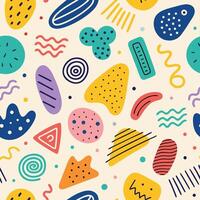 seamless pattern colorful shapes and shapes white background vector