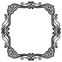 a black and white ornate frame with a scroll white background vector